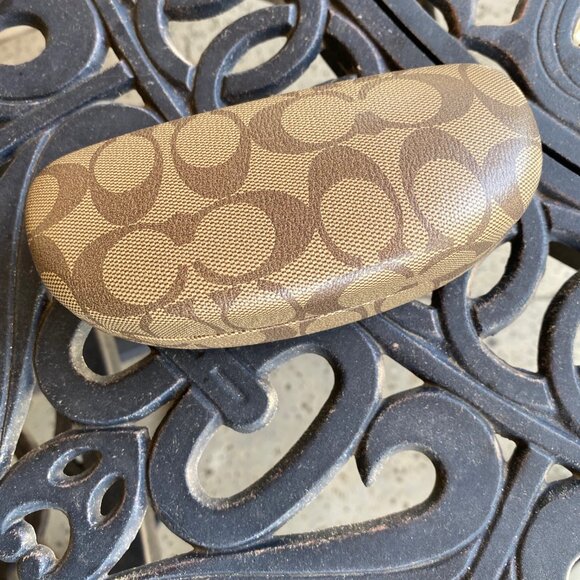 Coach Clamshell Glasses Case, Monogram Brown / Tan Hard - Picture 5 of 7